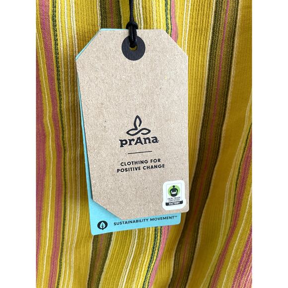 prAna Little Palm Cami Tank Top Leapfrog Stripe Yellow New with Tags Size Small - Picture 3 of 5
